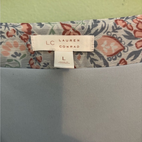 LC Lauren Conrad Pink and Blue Floral Long Sleeve Dress - Picture 2 of 3